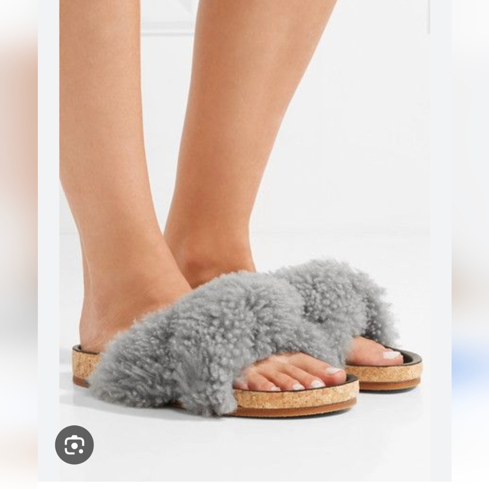 Chloe Gray Shearling Slides
